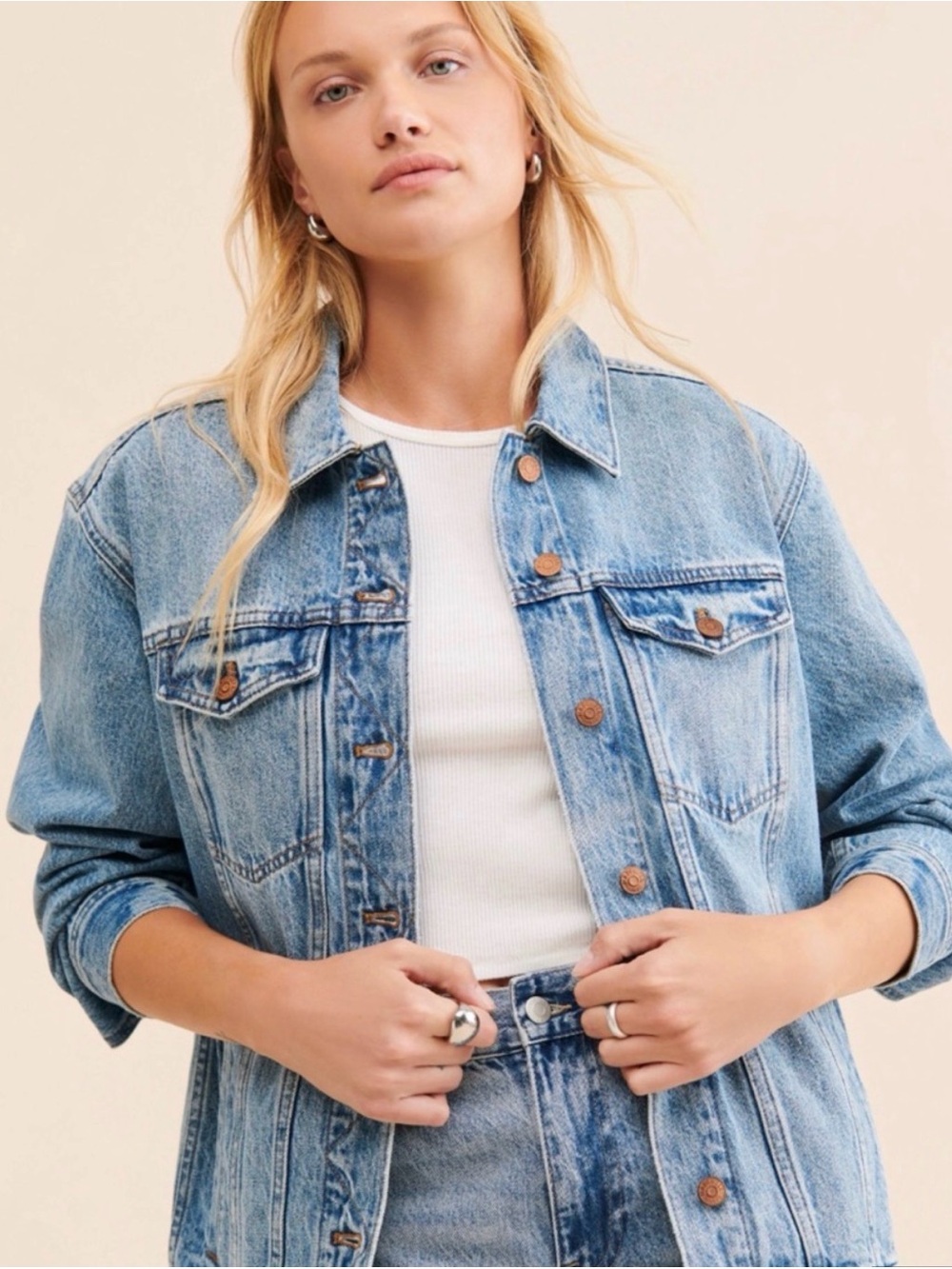 Madewell  Oversized Jean Jacket with Button Front